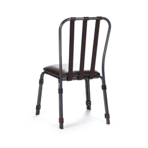 Zentique Rik Top-Grain Leather Dining Chair with Iron Frame — Industrial Chic, Ergonomic Comfort, Compact Fit PF23
