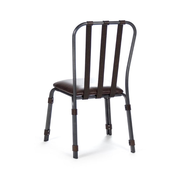 Zentique Rik Top-Grain Leather Dining Chair with Iron Frame — Industrial Chic, Ergonomic Comfort, Compact Fit PF23