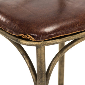 Zentique Zain Counter Stool Bronze Frame with Top-Grain Leather Seat, Ergonomic Backrest, Durable Bronze Finish PF31 Counter Stool Bronze