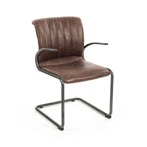 Zentique Nikita Chair with Top-Grain Leather & Iron Frame — Ergonomic Modern Industrial Lounge Accent Seat, Durable PF45