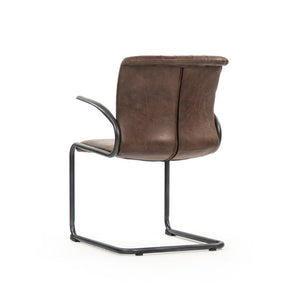 Zentique Nikita Chair with Top-Grain Leather & Iron Frame — Ergonomic Modern Industrial Lounge Accent Seat, Durable PF45