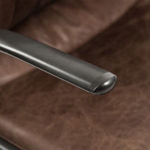 Zentique Nikita Chair with Top-Grain Leather & Iron Frame — Ergonomic Modern Industrial Lounge Accent Seat, Durable PF45