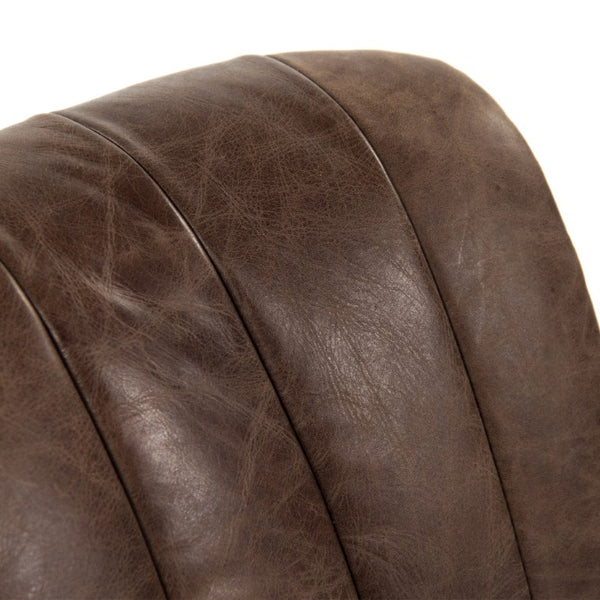 Zentique Nikita Chair with Top-Grain Leather & Iron Frame — Ergonomic Modern Industrial Lounge Accent Seat, Durable PF45