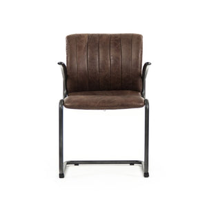 Zentique Nikita Chair with Top-Grain Leather & Iron Frame — Ergonomic Modern Industrial Lounge Accent Seat, Durable PF45