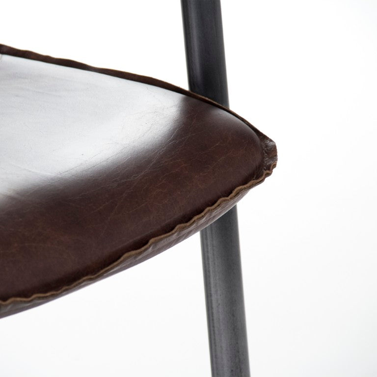Zentique Kye Top-Grain Leather Dining Chair with Sturdy Iron Frame — Compact, Comfortable, Industrial Elegance PF7131