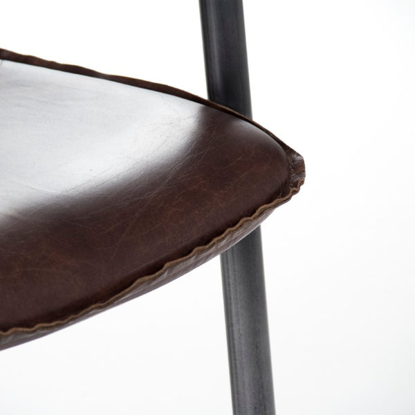 Zentique Kye Top-Grain Leather Dining Chair with Sturdy Iron Frame — Compact, Comfortable, Industrial Elegance PF7131
