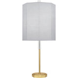 Robert Abbey Kate Table Lamp Modern Brass Finish w/ Clear Crystal Accents Pearl Gray Fabric