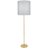 Robert Abbey Kate Floor Lamp Modern Brass Finish w/ Clear Crystal Accents Pearl Gray Fabric