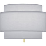 Robert Abbey Decker Table Lamp Modern Brass Finish Pearl Gray Fabric