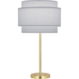 Robert Abbey Decker Table Lamp Modern Brass Finish Pearl Gray Fabric