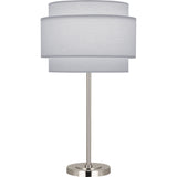 Robert Abbey Decker Table Lamp Polished Nickel Finish Pearl Gray Fabric