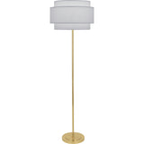 Robert Abbey Decker Floor Lamp Modern Brass Finish Pearl Gray Fabric Shade