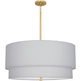 Robert Abbey Decker Pendant Modern Brass Finish Pearl Gray Fabric