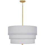 Robert Abbey Decker Pendant Modern Brass Finish Pearl Gray Fabric