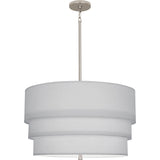 Robert Abbey Decker Pendant Polished Nickel Finish Pearl Gray Fabric