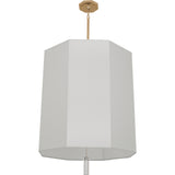 Robert Abbey Kate Pendant Modern Brass Finish w/ Clear Crystal Accent Pearl Gray Fabric