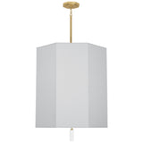 Robert Abbey Kate Pendant Modern Brass Finish w/ Clear Crystal Accent Pearl Gray Fabric