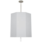 Robert Abbey Kate Pendant Polished Nickel Finish w/ Clear Crystal Accent Pearl Gray Fabric