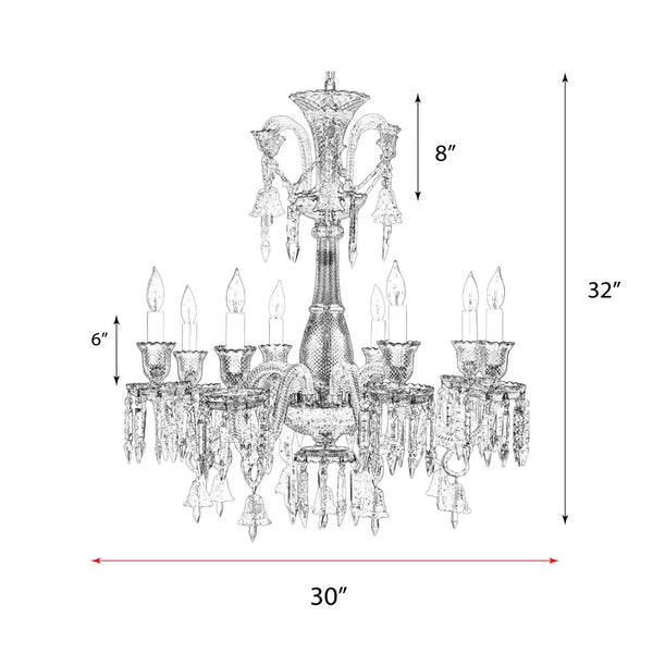 Pasargad Home Exquisite 8-Light Murano-Style Glass Chandelier with Turquoise & Crystal Elegance