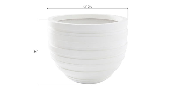 Phillips Collection June Planter - Contemporary Striated Resin Composite for Modern Organic Indoor or Outdoor Spaces White, LG PH100215