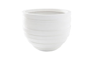 Phillips Collection June Planter - Contemporary Striated Resin Composite for Modern Organic Indoor or Outdoor Spaces White, LG PH100215