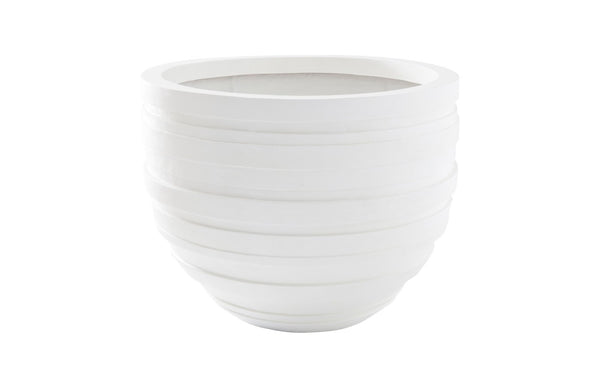 Phillips Collection June Planter - Contemporary Striated Resin Composite for Modern Organic Indoor or Outdoor Spaces White, LG PH100215