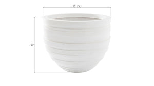 Phillips Collection June Planter - Contemporary Striated Resin Composite for Modern Organic Indoor or Outdoor Spaces White, MD PH100216