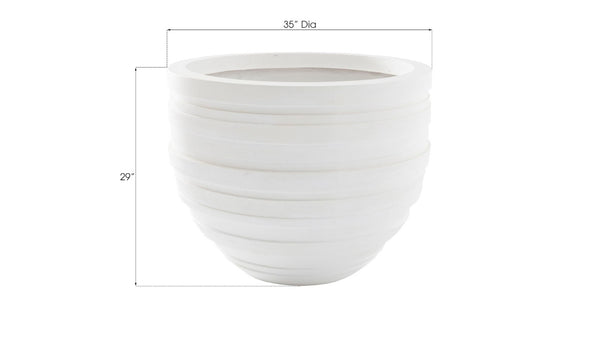 Phillips Collection June Planter - Contemporary Striated Resin Composite for Modern Organic Indoor or Outdoor Spaces White, MD PH100216