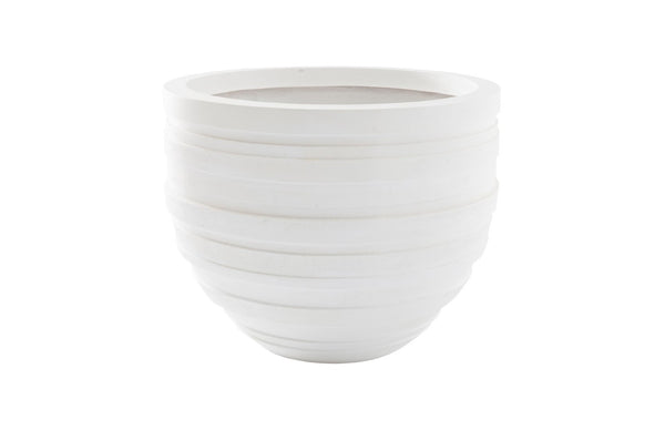 Phillips Collection June Planter - Contemporary Striated Resin Composite for Modern Organic Indoor or Outdoor Spaces White, MD PH100216