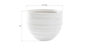Phillips Collection June Planter - Contemporary Striated Resin Composite for Modern Organic Indoor or Outdoor Spaces White, SM PH100217