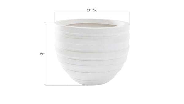 Phillips Collection June Planter - Contemporary Striated Resin Composite for Modern Organic Indoor or Outdoor Spaces White, SM PH100217