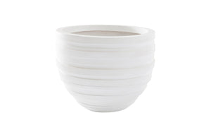 Phillips Collection June Planter - Contemporary Striated Resin Composite for Modern Organic Indoor or Outdoor Spaces White, SM PH100217