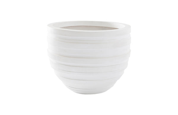 Phillips Collection June Planter - Contemporary Striated Resin Composite for Modern Organic Indoor or Outdoor Spaces White, SM PH100217