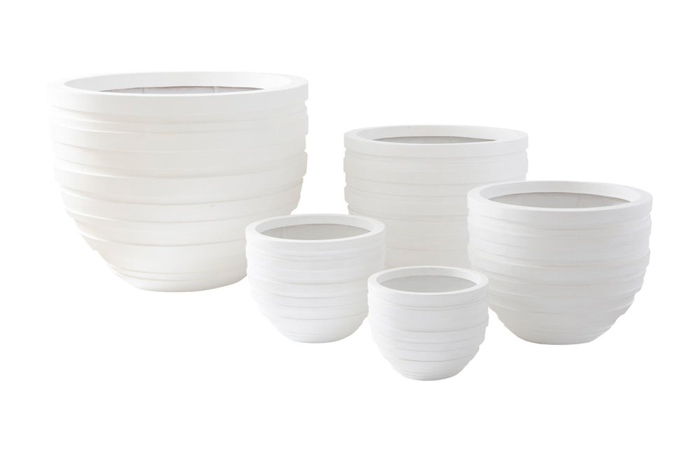Phillips Collection June Planter - Contemporary Striated Resin Composite for Modern Organic Indoor or Outdoor Spaces White, XS PH100218