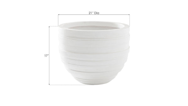 Phillips Collection June Planter - Contemporary Striated Resin Composite for Modern Organic Indoor or Outdoor Spaces White, XS PH100218