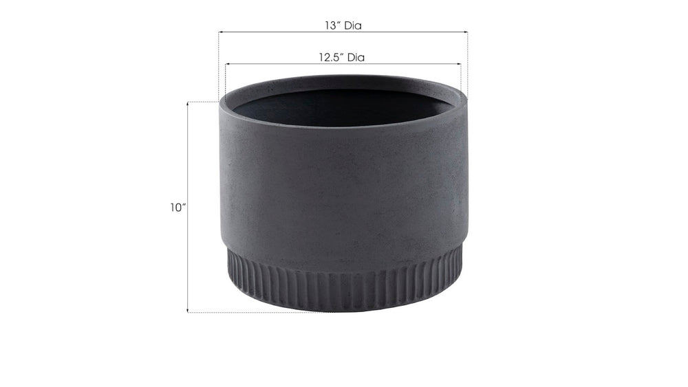 Phillips Collection Harvest Planter - Modern Composite Design with Subtle Dentil Pattern for Stylish Indoor and Outdoor Use Large, Dark Gray PH100219