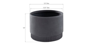 Phillips Collection Harvest Planter - Modern Composite Design with Subtle Dentil Pattern for Stylish Indoor and Outdoor Use Large, Dark Gray PH100219