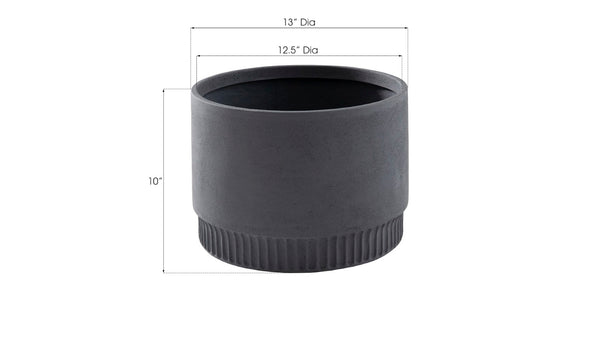 Phillips Collection Harvest Planter - Modern Composite Design with Subtle Dentil Pattern for Stylish Indoor and Outdoor Use Large, Dark Gray PH100219