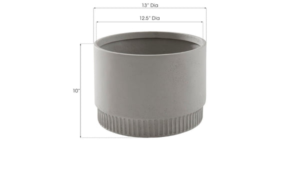 Phillips Collection Harvest Planter - Modern Composite Design with Subtle Dentil Pattern for Stylish Indoor and Outdoor Use Large, Light Gray PH100220