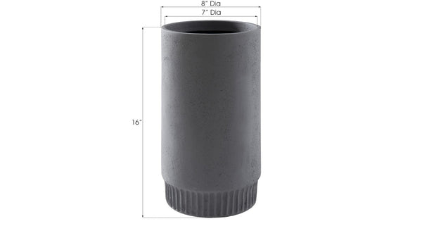 Phillips Collection Harvest Planter - Modern Composite Design with Subtle Dentil Pattern for Stylish Indoor and Outdoor Use Medium, Dark Gray PH100222