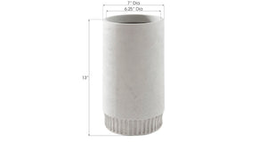 Phillips Collection Harvest Planter - Modern Composite Design with Subtle Dentil Pattern for Stylish Indoor and Outdoor Use Small, Light Gray PH100223