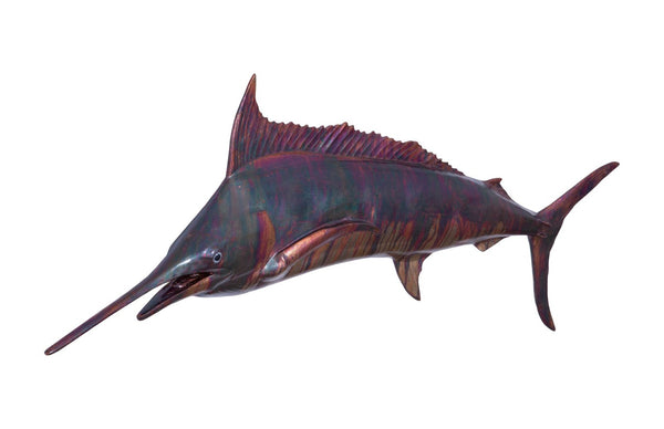 Phillips Collection Blue Marlin Fish Wall Sculpture – Elegant Coastal Décor for Modern Interiors and Dynamic Spaces Resin, Copper Patina Finish PH100654