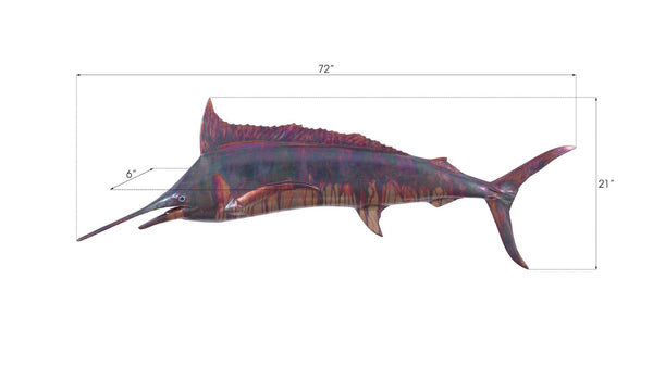 Phillips Collection Blue Marlin Fish Wall Sculpture – Elegant Coastal Décor for Modern Interiors and Dynamic Spaces Resin, Copper Patina Finish PH100654