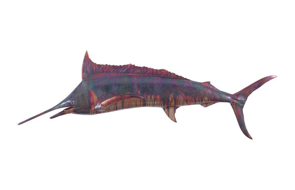 Phillips Collection Blue Marlin Fish Wall Sculpture – Elegant Coastal Décor for Modern Interiors and Dynamic Spaces Resin, Copper Patina Finish PH100654
