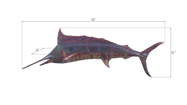 Phillips Collection Blue Marlin Resin Wall Sculpture Copper Patina Finish Coastal Nautical Art Decor PH100654