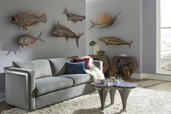 Phillips Collection Blue Marlin Resin Wall Sculpture Copper Patina Finish Coastal Nautical Art Decor PH100654