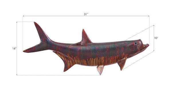 Phillips Collection Tarpon Wall Sculpture - Coastal Charm, Lifelike Design, Perfect for Modern and Eclectic Interiors Resin, Copper Patina Finish PH100657