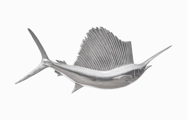 Phillips Collection Sail Fish Wall Sculpture - Stunning Coastal Decor for Modern Homes, Perfect for Any Room Display Resin, Silver Leaf PH100658