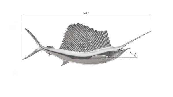 Phillips Collection Sail Fish Wall Sculpture - Stunning Coastal Decor for Modern Homes, Perfect for Any Room Display Resin, Silver Leaf PH100658