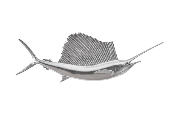 Phillips Collection Sail Fish Wall Sculpture - Stunning Coastal Decor for Modern Homes, Perfect for Any Room Display Resin, Silver Leaf PH100658